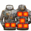 Verwarmde hoodie met USB, 5 of 7 warmtezones, kleur camouflage 7 verwarmende zones