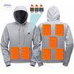 Verwarmde hoodie met USB, 5 of 7 warmtezones, kleur grijze 7 verwarmende zones