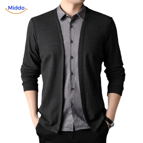 2-in-1 herenvest met ingezet overhemd, slim fit
