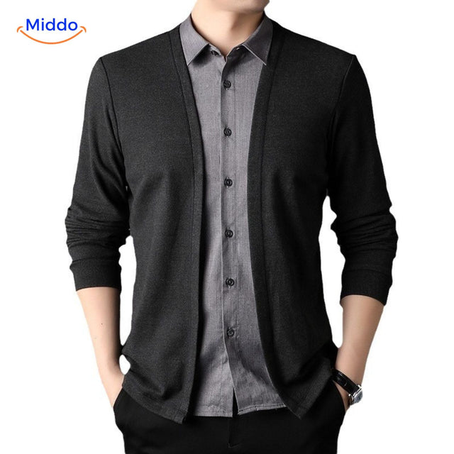 2-in-1 herenvest met ingezet overhemd, slim fit