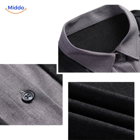 2-in-1 herenvest met ingezet overhemd, slim fit