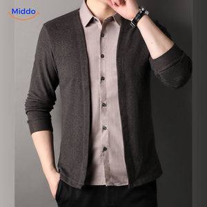 2-in-1 herenvest met ingezet overhemd, slim fit