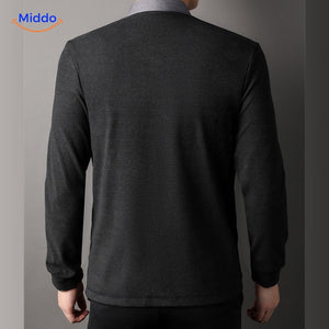 2-in-1 herenvest met ingezet overhemd, slim fit