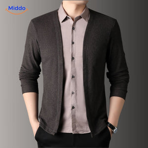 2-in-1 herenvest met ingezet overhemd, slim fit, kleur grijs vest en grijze binnenkant
