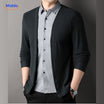 2-in-1 herenvest met ingezet overhemd, slim fit, kleur zwart vest en grijze binnenkant