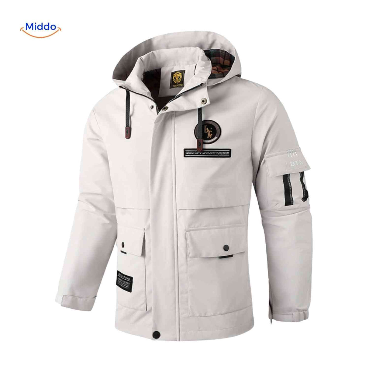 Waterdichte heren winterjas met capuchon en steekzakken