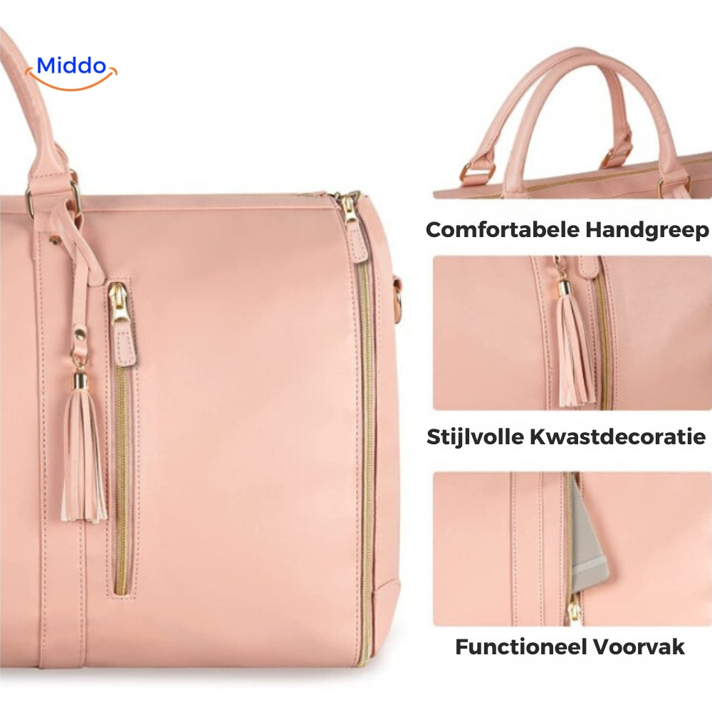 Weekendtas die openvouwt tot volledige kledinghoes