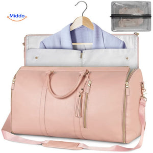 Weekendtas die openvouwt tot volledige kledinghoes, kleur roze