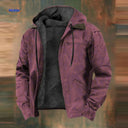 Gevoerde capuchonjas heren met rits, maten tot 8XL, kleur bordeaux rood