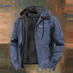 Gevoerde capuchonjas heren met rits, maten tot 8XL, kleur marineblauw