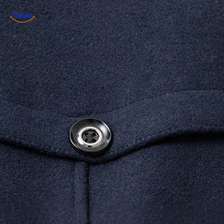 Winterjas heren van wolmix, trenchcoat met dubbele kraag