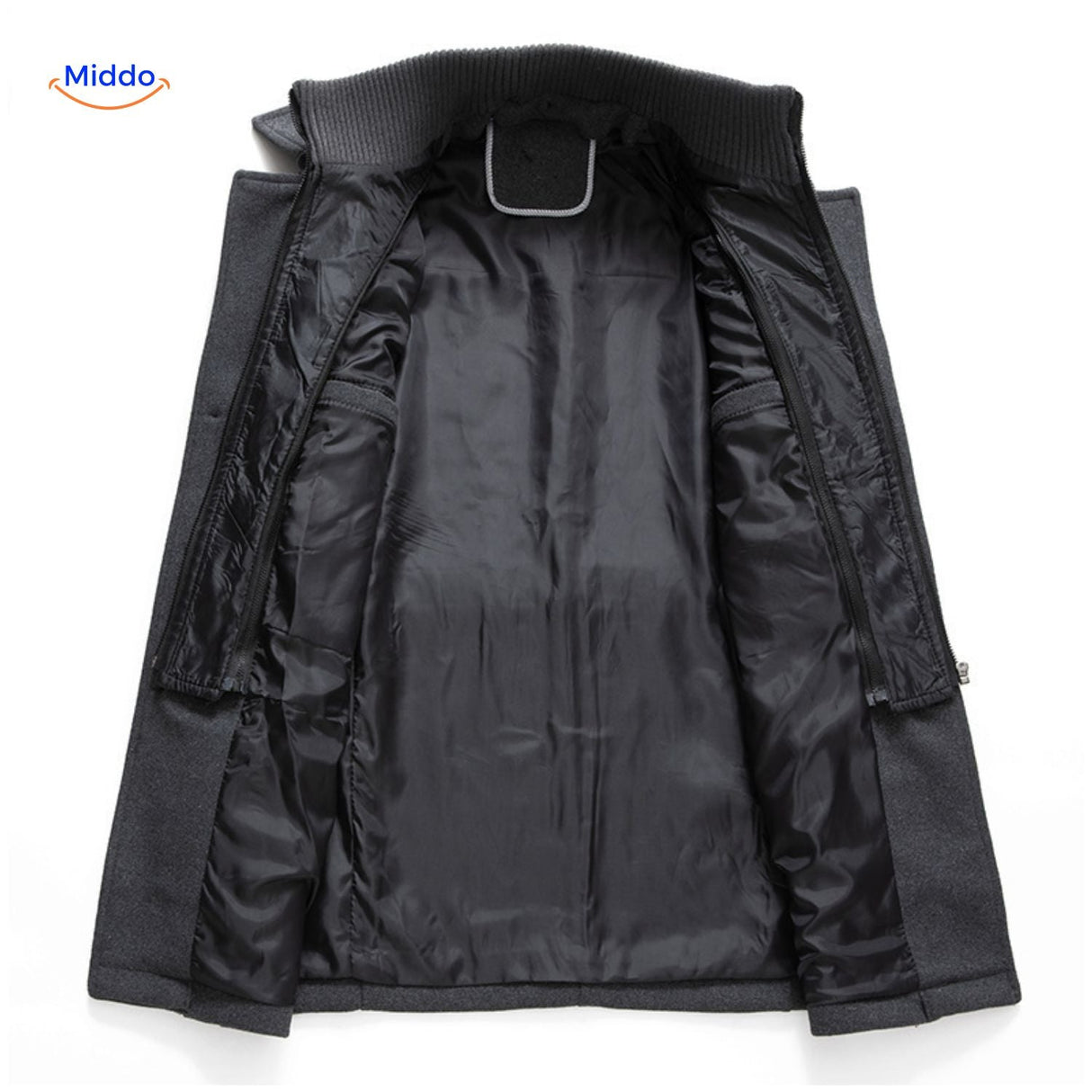 Winterjas heren van wolmix, trenchcoat met dubbele kraag