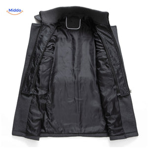 Winterjas heren van wolmix, trenchcoat met dubbele kraag