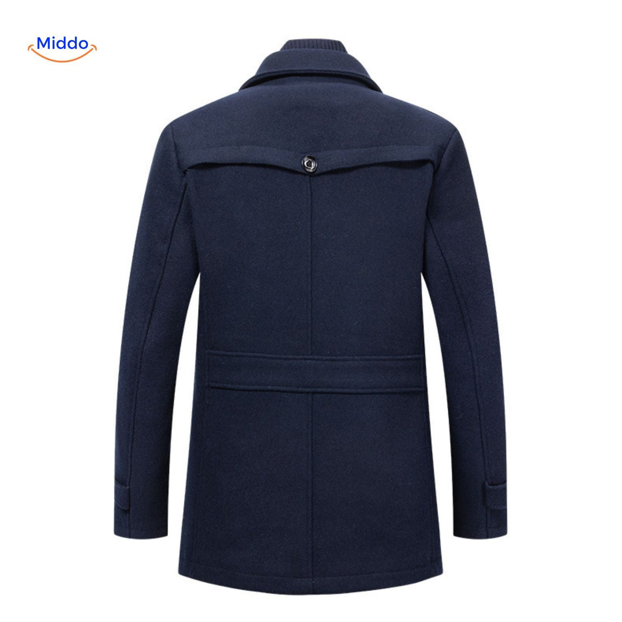 Winterjas heren van wolmix, trenchcoat met dubbele kraag