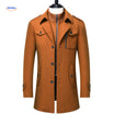 Winterjas heren van wolmix, trenchcoat met dubbele kraag, kleur bruin