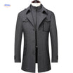 Winterjas heren van wolmix, trenchcoat met dubbele kraag, kleur grijs