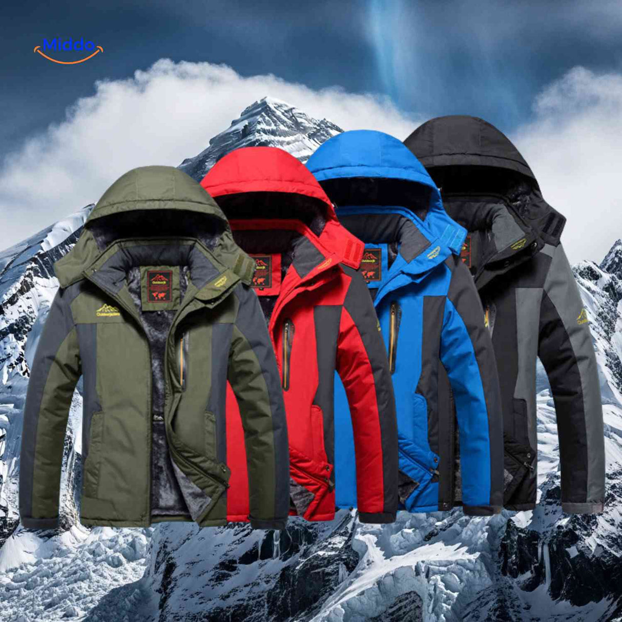 Winterjas met fleece voering, waterdicht en winddicht