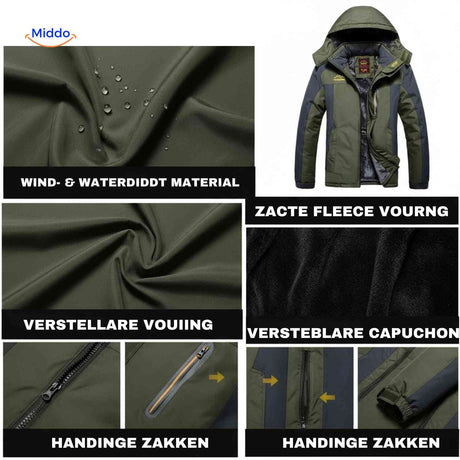 Winterjas met fleece voering, waterdicht en winddicht