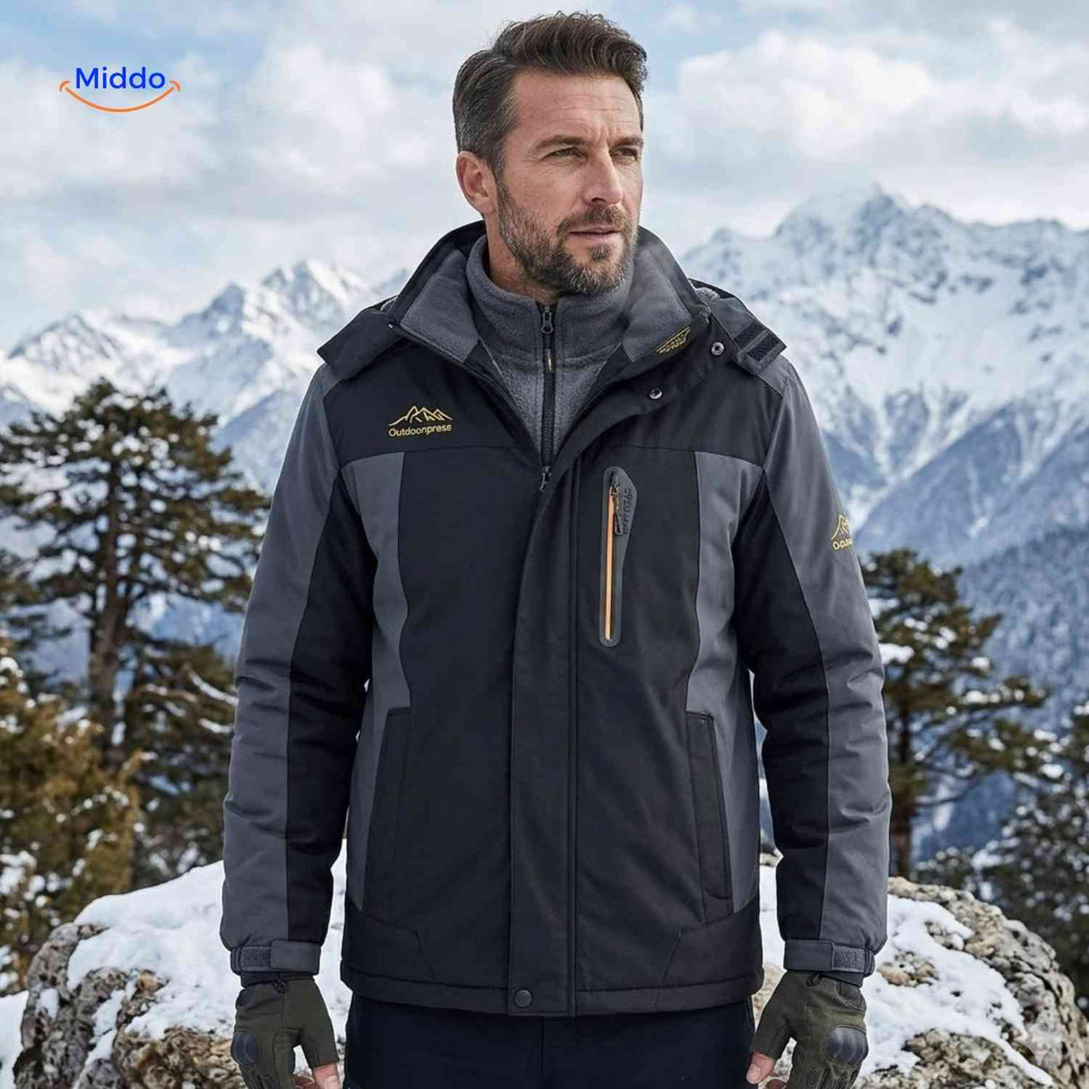 Winterjas met fleece voering, waterdicht en winddicht