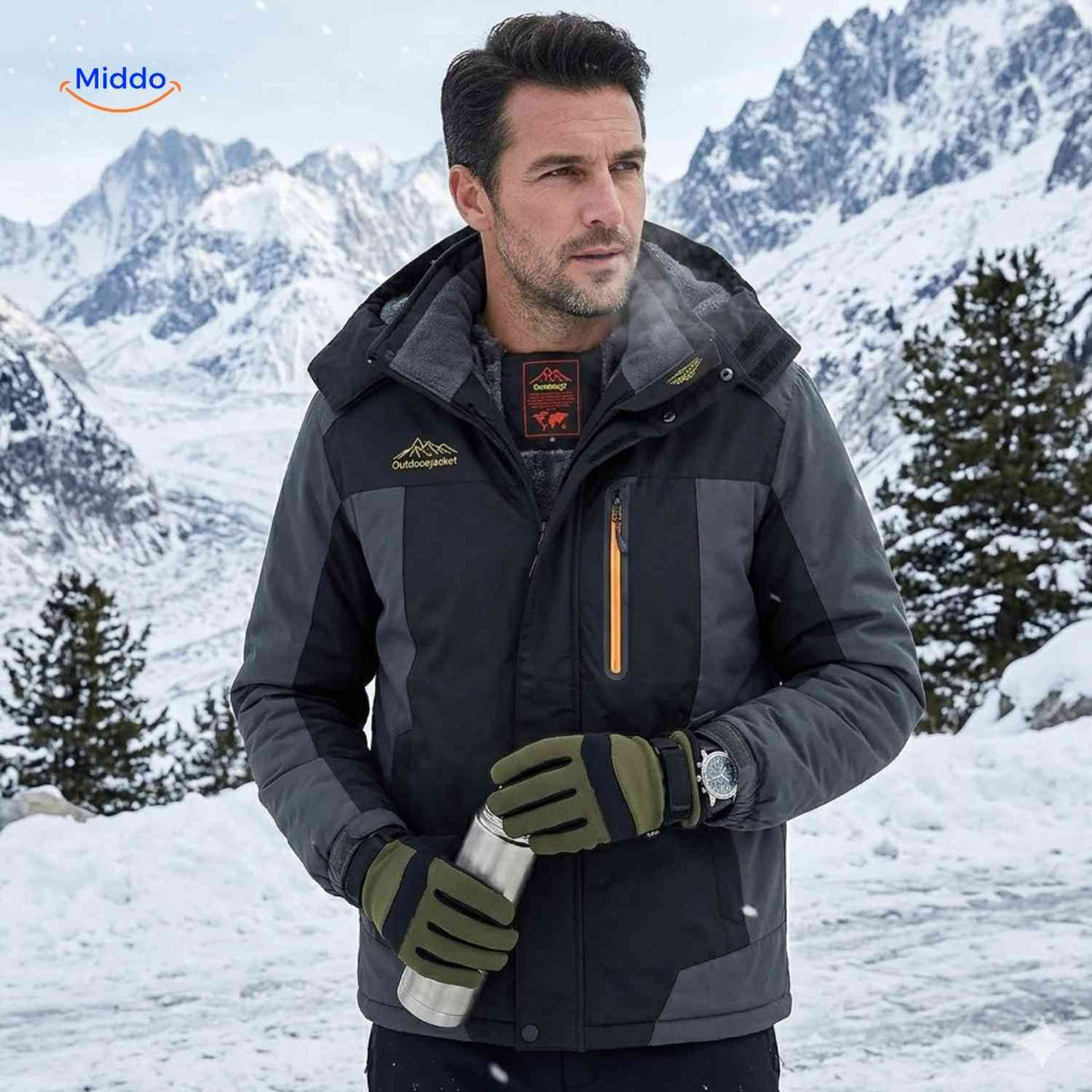 Winterjas met fleece voering, waterdicht en winddicht