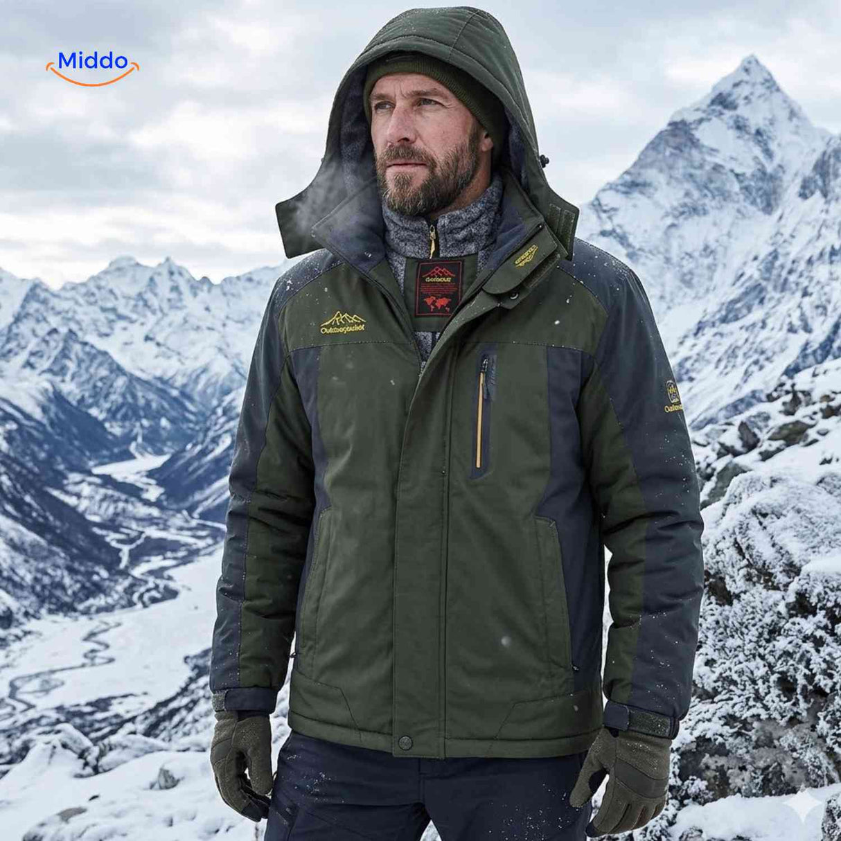 Winterjas met fleece voering, waterdicht en winddicht