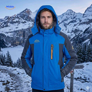 Winterjas met fleece voering, waterdicht en winddicht, kleur blauw