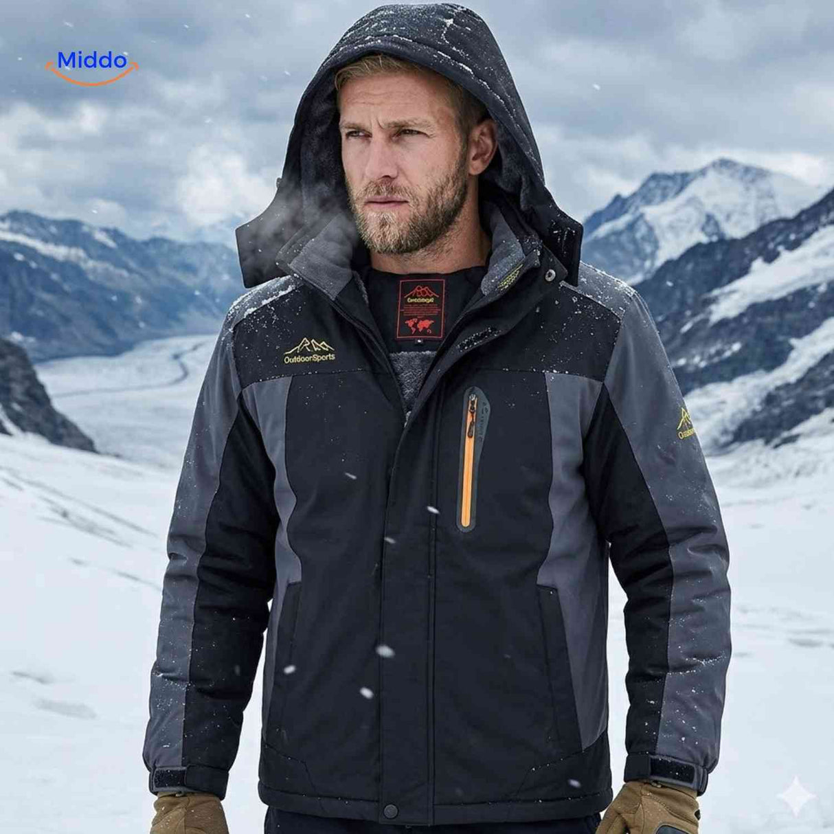 Winterjas met fleece voering, waterdicht en winddicht, kleur zwart