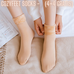 Wintersokken met dikke pluche voering en omslagboord, kleur 8x beige