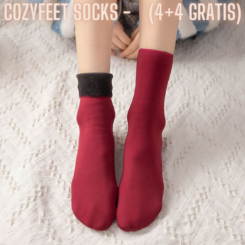 Wintersokken met dikke pluche voering en omslagboord, kleur 8x rood
