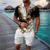 Zomerset heren met ritsshirt en bijpassende shorts, kleur barok luxe zwart/goud