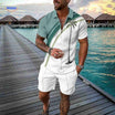 Zomerset heren met ritsshirt en bijpassende shorts, kleur palm bries groen/wit