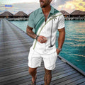 Zomerset heren met ritsshirt en bijpassende shorts, kleur palm bries groen/wit